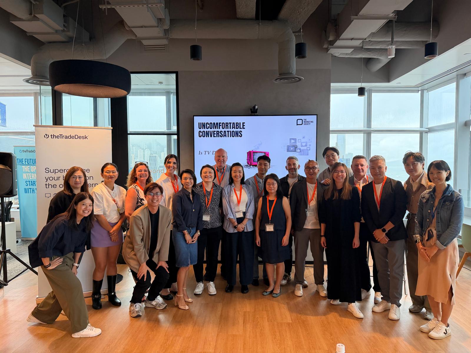 Group Picture taken at the 'Is TV Dead?' event by The Marketing Society in Hong Kong