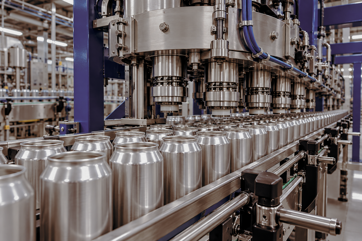 Cans in a factory