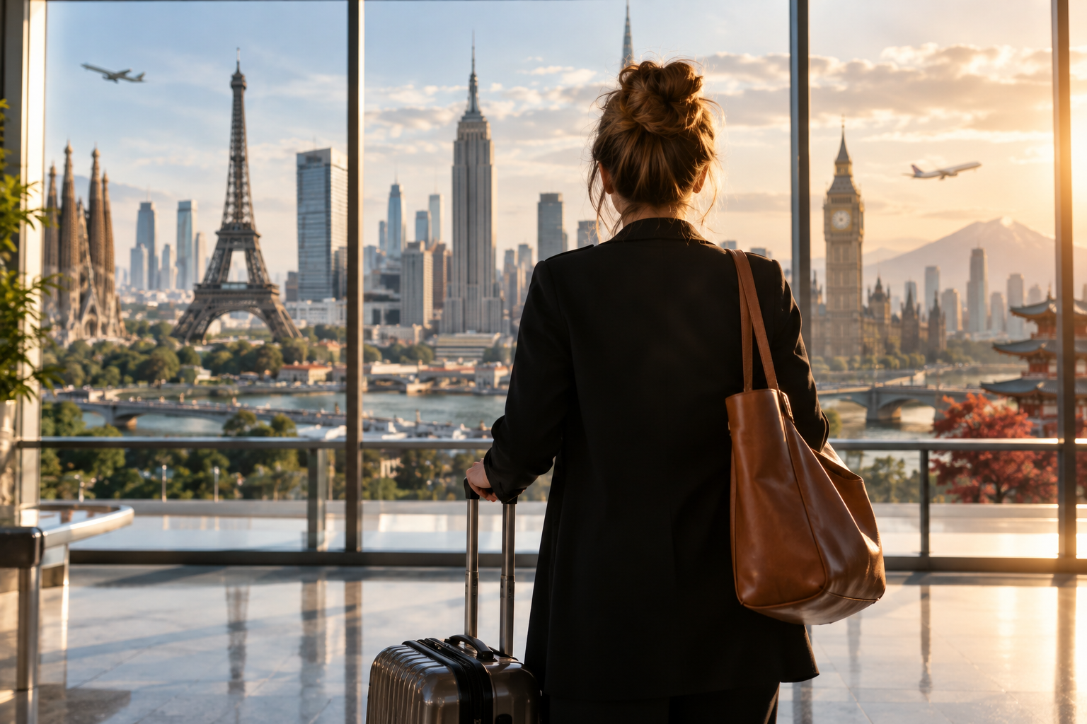 Global Traveler at Golden Hour 