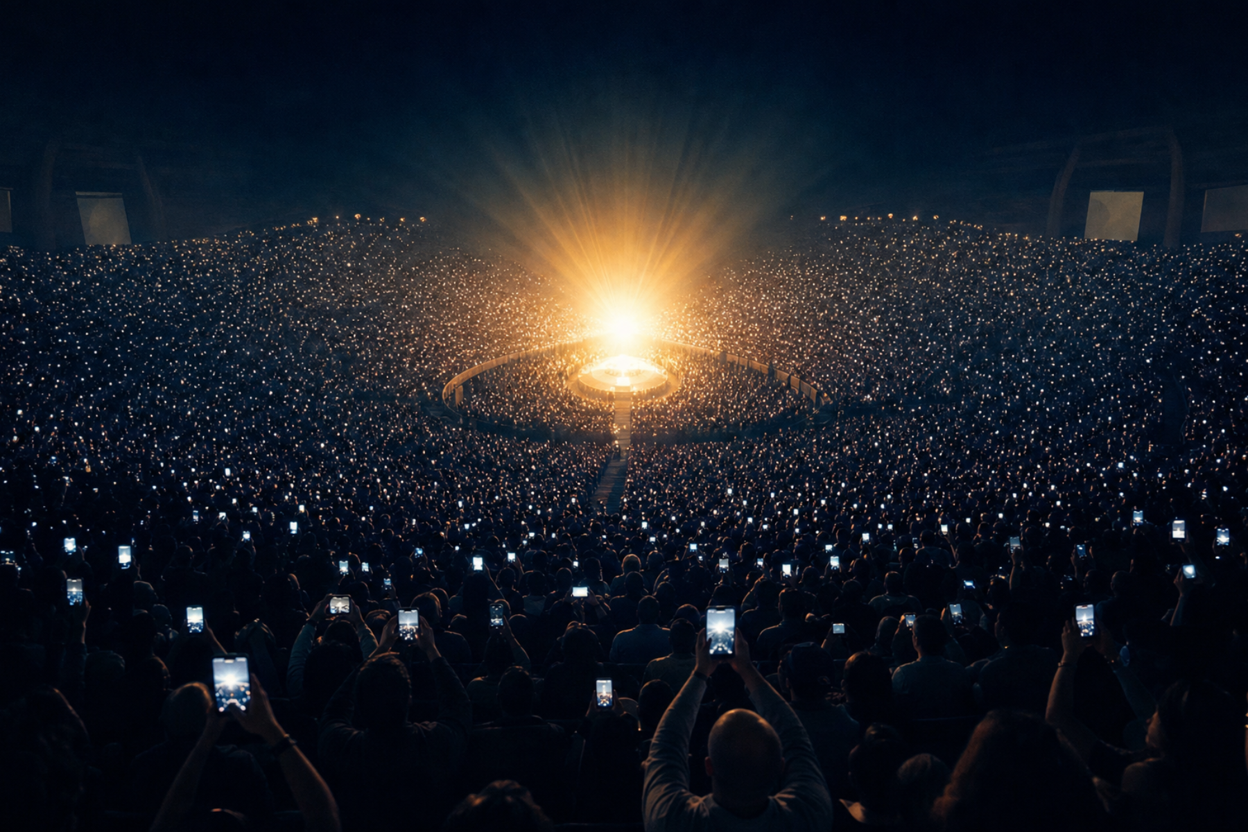 phones raised at concert