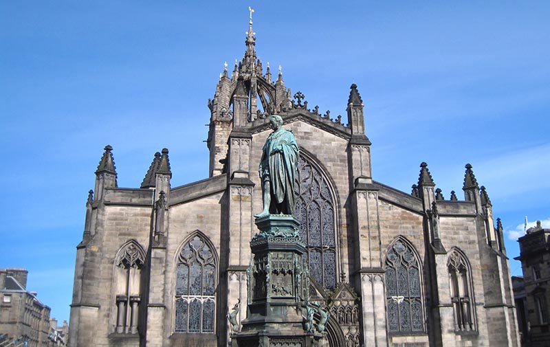 The kirk of St Giles on the Royal Mile, the central point of the city.