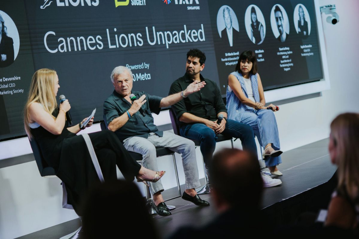 Sir Martin Sorrell speaking at The Marketing Society event about Cannes Lions 2025
