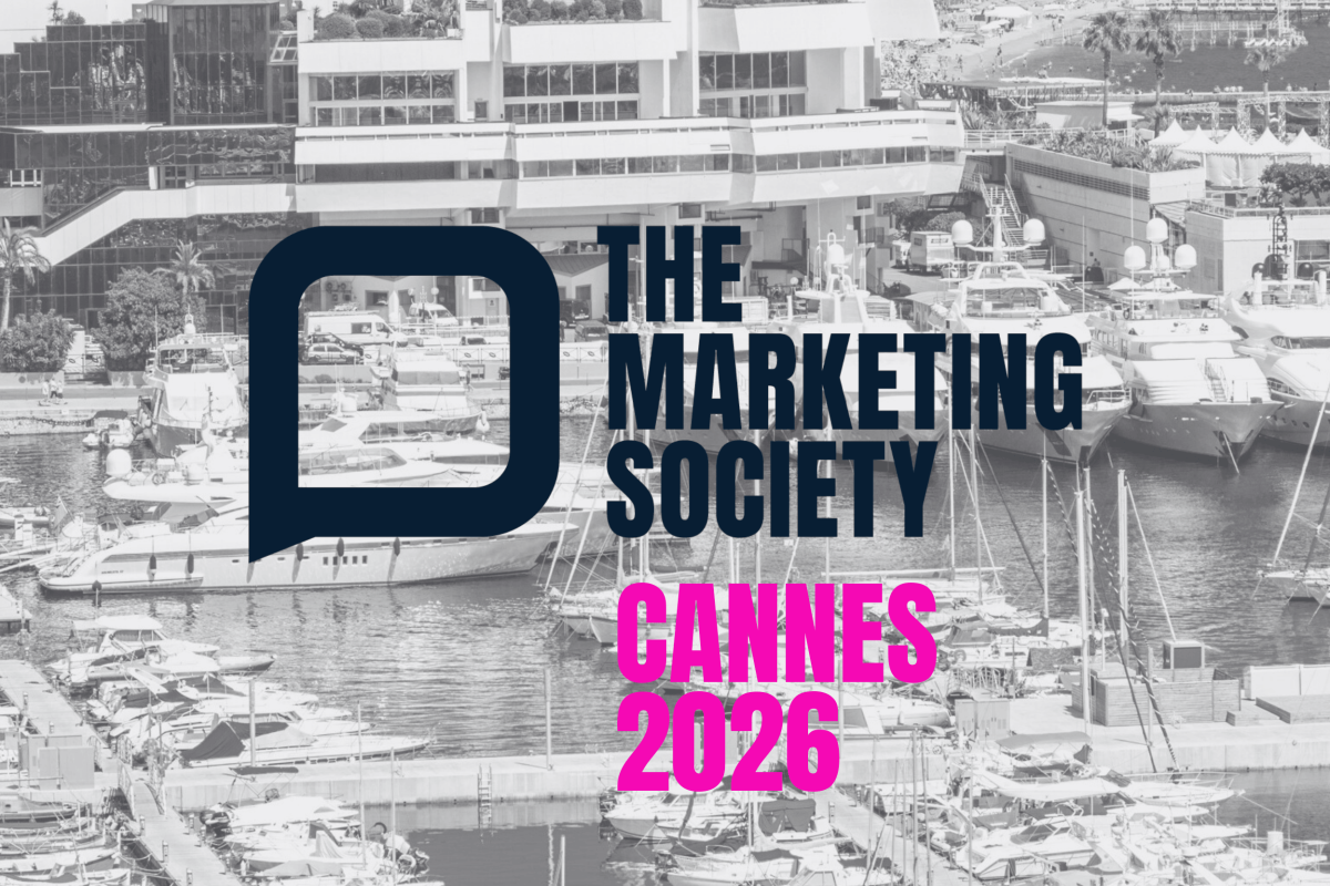 The Marketing Society in Cannes 2026 logo on top of yachts