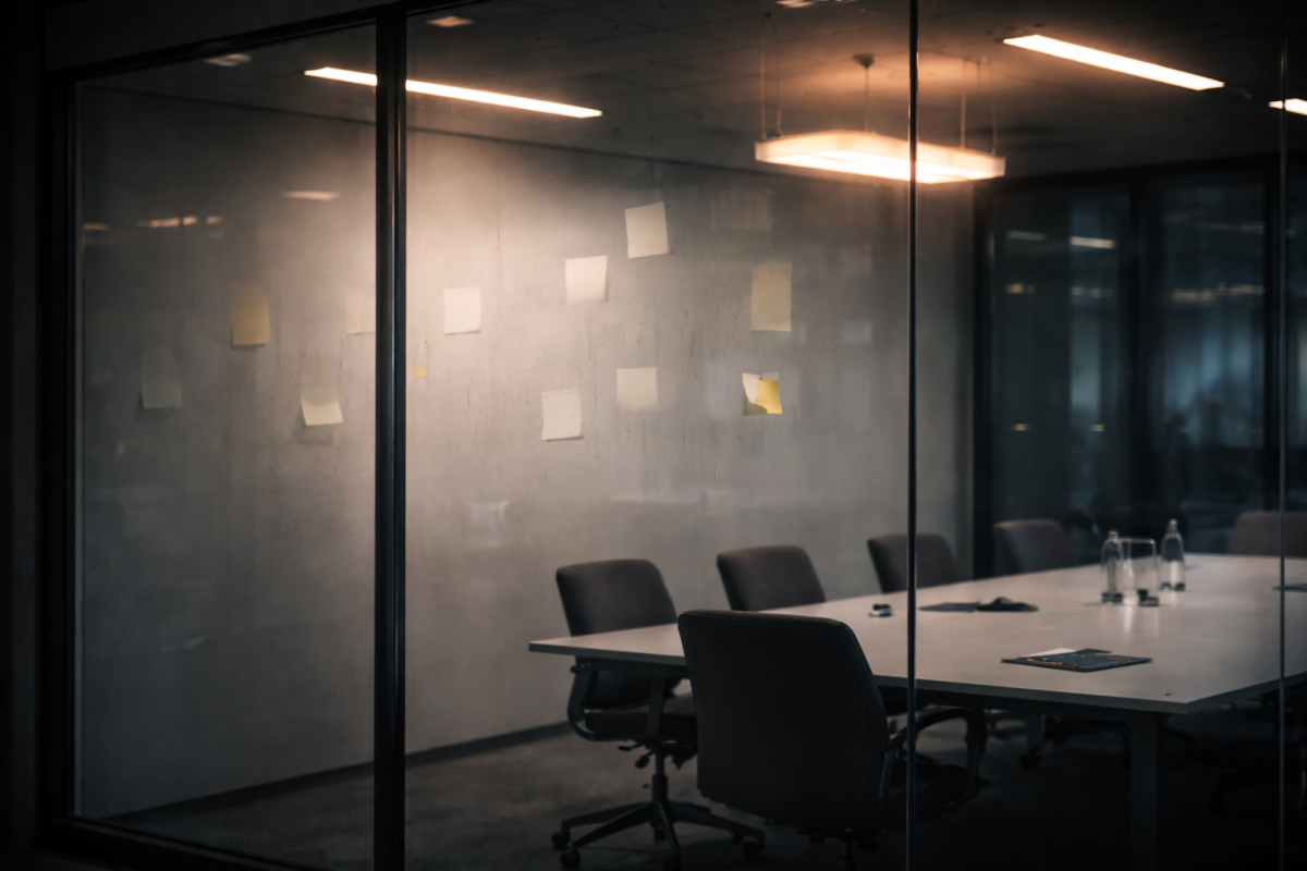 Faded ideas on the glass wall