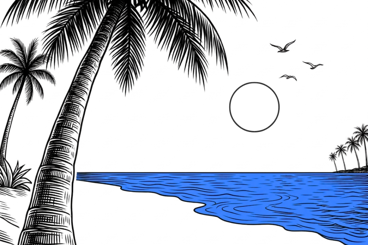 Beach and palm trees