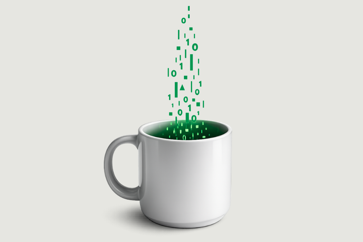 Code coming out of coffee mug