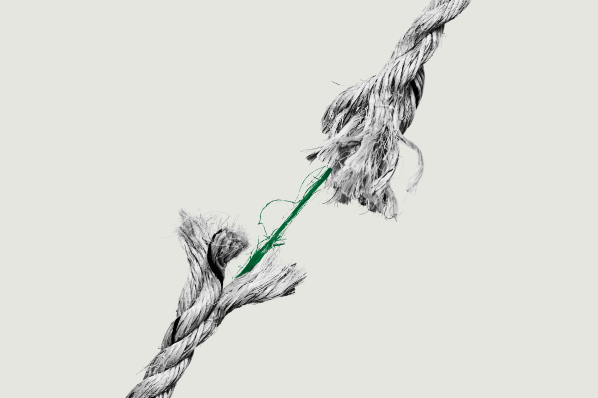 Rope fraying about the snap