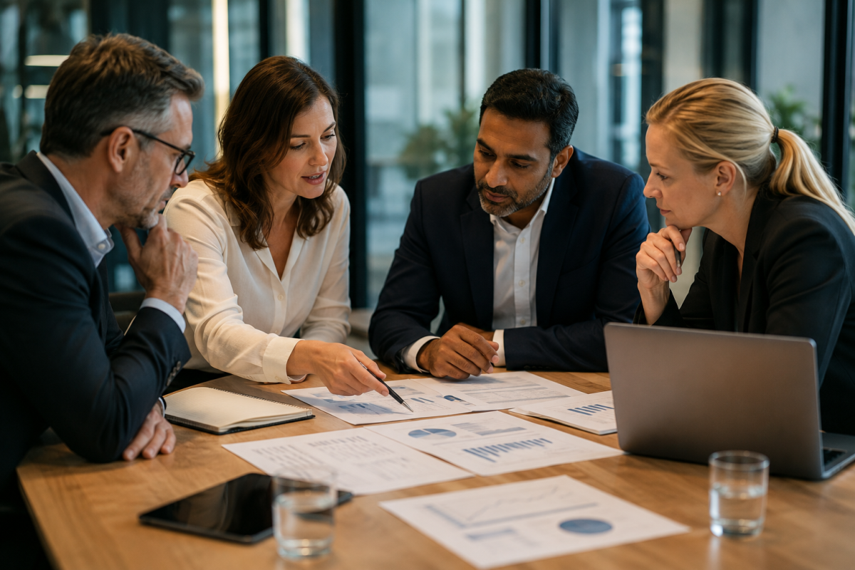 Collaborative meeting in a modern office