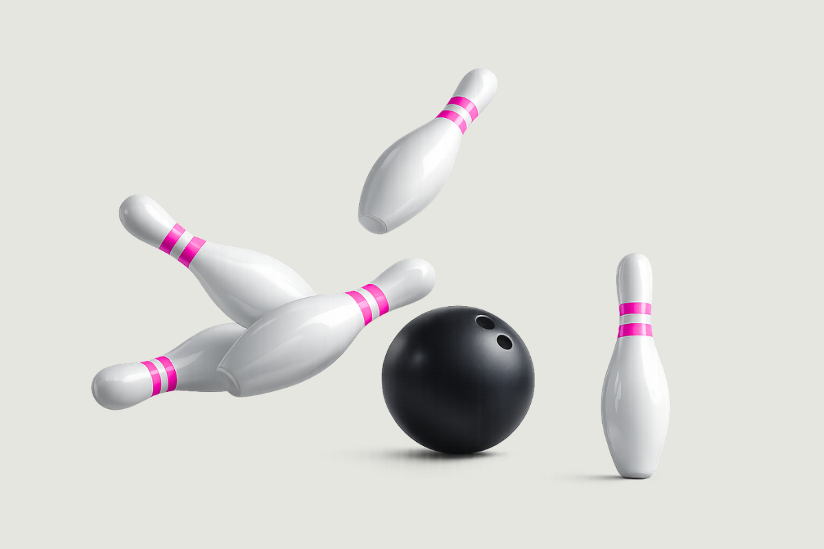 Bowling ball hitting skittles