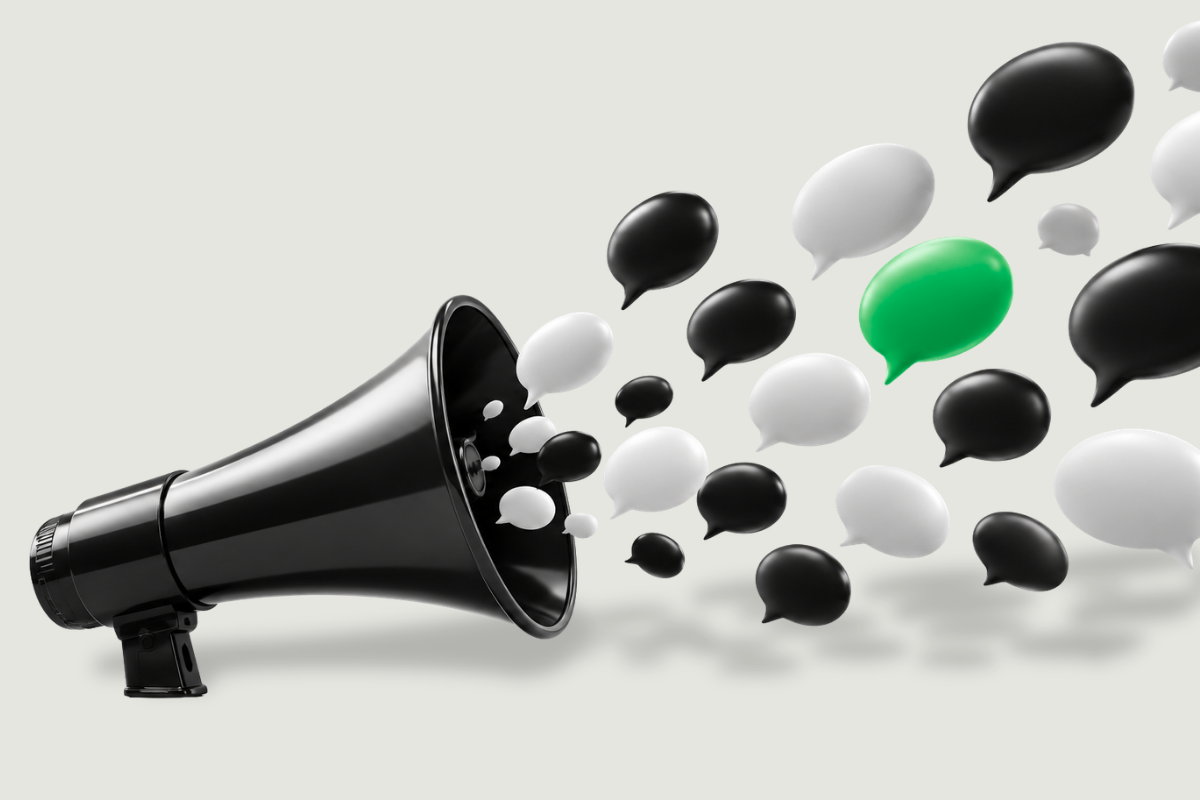 megaphone with speech bubbles