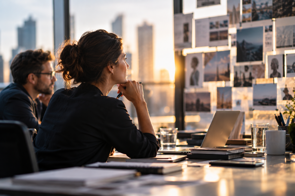 Golden hour creative workspace