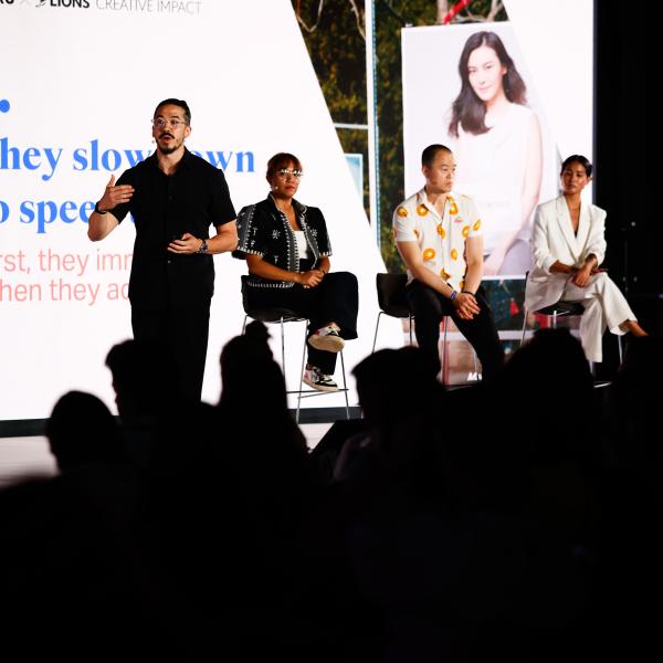 Andreas Krasser, DDB Hong Kong on stage at Cannes Lions