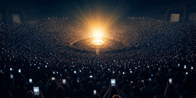 phones raised at concert