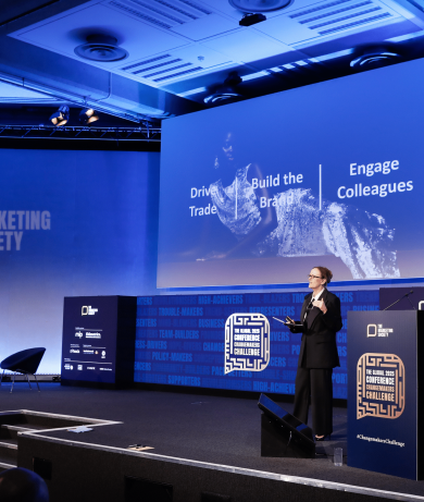 Sharry Cramond on stage at The Marketing Society Global Conference