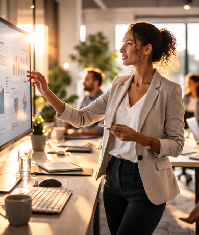 Analyzing data in a modern office