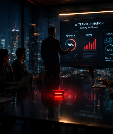 AI transformation strategy session at night