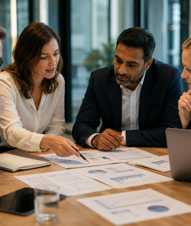 Collaborative meeting in a modern office