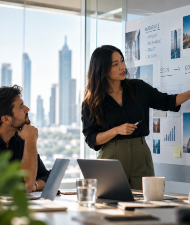 B2B marketing team building buyer confidence through connected strategy.